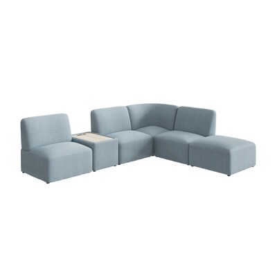 Bush Business Furniture Assemble L Shaped Sectional with Power/USB, Mist Fabric (ASM005MSF)