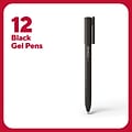 TRU RED Quick Dry Gel Pens, Medium Point, 0.7mm, Black, Dozen (TR54480)