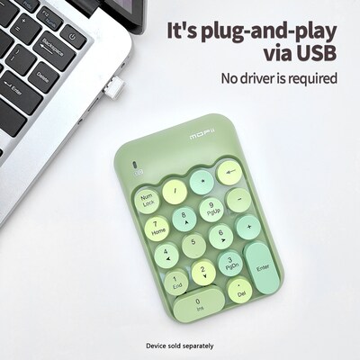 SaharaCase Retro Numeric Keypad Wireless Ergonomic Number Pad, Sage Green (KB47)