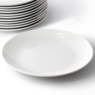 Elama Porcelain Dinner Plate Set, White, 12 Piece (935121727M)