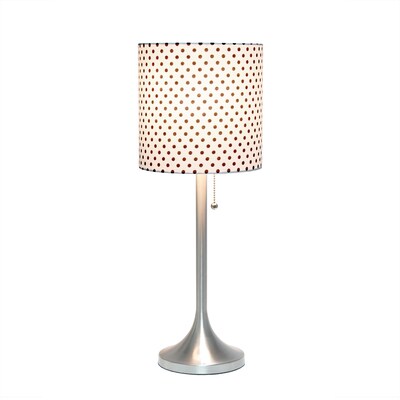 Creekwood Home Modern Glam 21.25 LED Table Lamp, Brushed Nickel/Polka Dot (CWT-1006-BD)