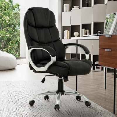 Sealy Posturepedic Spencer Ergonomic Faux Leather Swivel Executive Chair, Black (63075)