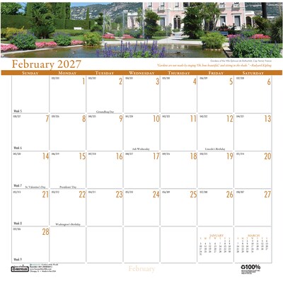 2027 House of Doolittle Gardens 12" x 12" Monthly Wall Calendar (301-27)