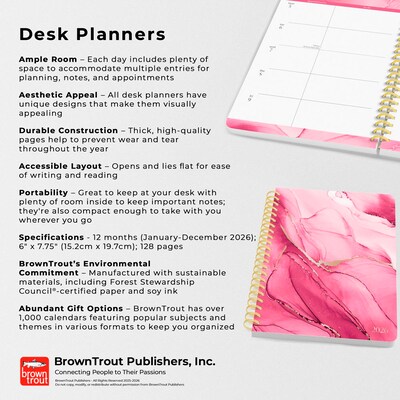 2026 BrownTrout Crackled Blush 6.5" x 7.75" Weekly Planner (9798330707904)