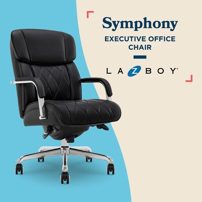 La-Z-Boy Symphony Ergonomic Bonded Leather Swivel Executive Chair, Black and Chrome (CCHR10013D)