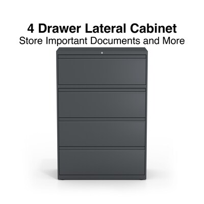 Quill Brand® 4-Drawer Lateral File Cabinet, Locking, Letter/Legal, Charcoal, 36W (26825D)