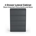 Quill Brand® 4-Drawer Lateral File Cabinet, Locking, Letter/Legal, Charcoal, 36W (26825D)