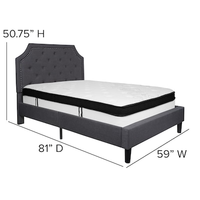 Flash Furniture Brighton Tufted Upholstered Platform Bed in Dark Gray Fabric with Memory Foam Mattress, Full (SLBMF14)