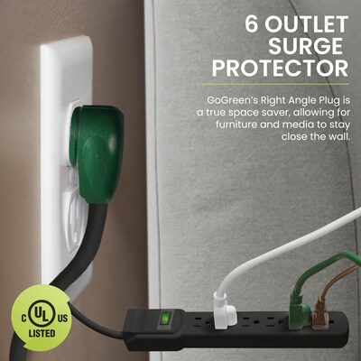 GoGreen Power 6 Outlet Surge Protectors, 6' Cord, Black (GG-16106MSBK)