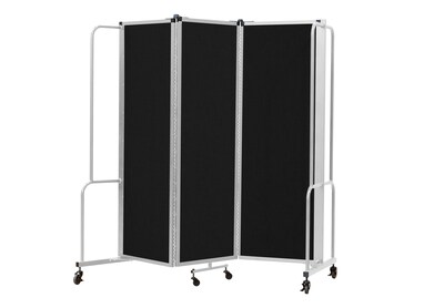National Public Seating Robo Series 3-Panel Folding Mobile Room Divider, 72H x 72W, Black Fabric (RDG6-3PT10)