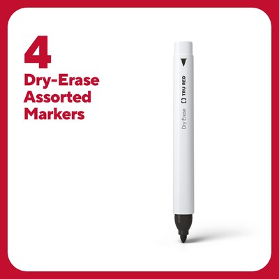 TRU RED™ Dry Erase Markers, Fine Tip, Assorted, 4/Pack (TR61457/TR54562)