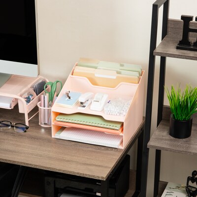 Mind Reader 5-Compartment Plastic Desk Tray, Pink (ANCHBOX5-PNK)