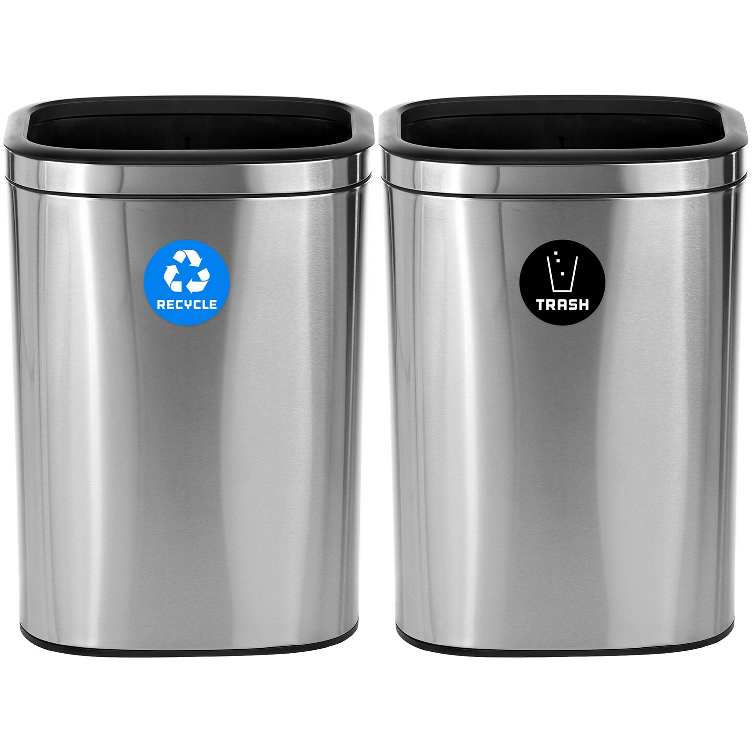 Alpine Industries Commercial Indoor Dual-Stream Recycling Station, 10.5 Gallon, Stainless Steel (ALP470-40L-R-T)