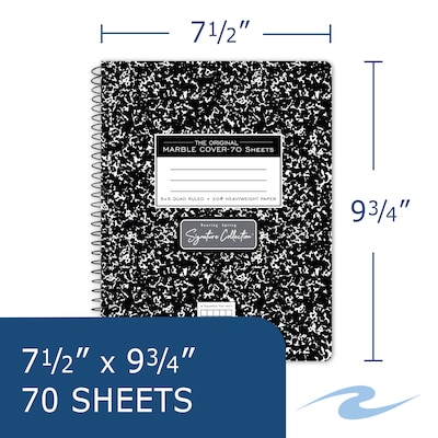 Roaring Spring Signature Collection 1-Subject Composition Notebook, 7.5 x 9.75, Graph Ruled, 70 Sheets, Black (10113)