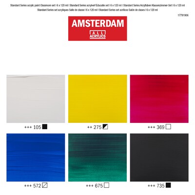 Amsterdam Classroom Acrylic Paint, Assorted Colors, 6/Pack (AMS17791906)