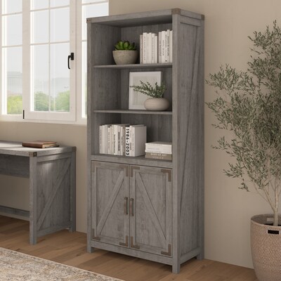 Bush Furniture Knoxville 72"H 5-Shelf Bookcase with Doors, Restored Gray (CGB132RTG-03)