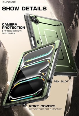 SUPCASE Unicorn Beetle Pro Plastic 13" Fullbody Case for iPad Pro 13" 7th Generation, Green (SIP2413UBPSPGD)