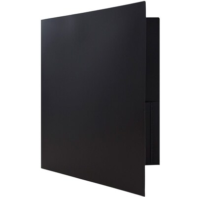 JAM Paper POP Two-Pocket Plastic Folders, Black, 96/Pack (382EBLB)