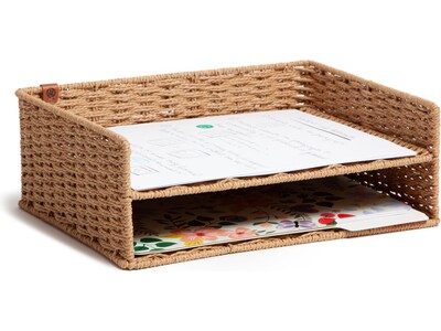 U Brands Paper Rope Front Loading Letter Tray, Letter Size, Brown (6085U01-06)