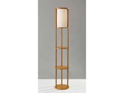 Adesso Stewart 62.5" Natural Wood Floor Lamp with Cylindrical Off-White Shade (3117-12)