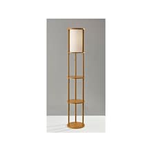 Adesso Stewart 62.5 Natural Wood Floor Lamp with Cylindrical Off-White Shade (3117-12)