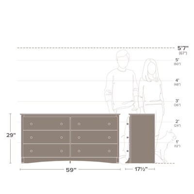 Prepac 29" Sonoma 6 Drawer Dresser, Black (BDC-6330-K)