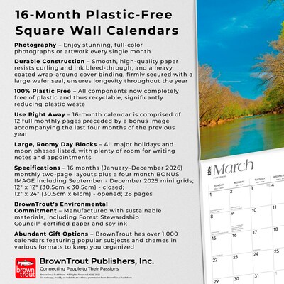 2026 BrownTrout Kentucky Wild & Scenic 12" x 12" Monthly Wall Calendar (9798330704040)
