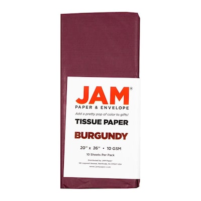 JAM Paper 20 x 26 Tissue Paper, Burgundy, 20 Sheets/Pack (1155680A)