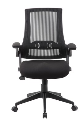 Boss Mesh Flip Arm Chair, Black (B6776-BK)