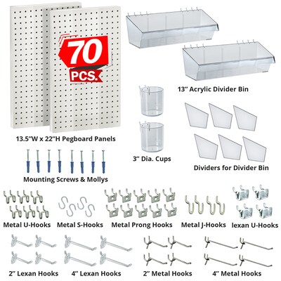Azar® Pegboard Organizer Kit, White