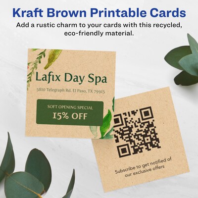 Avery Business Cards, 2.5 x 2.5, Matte Kraft Brown, 225/Pack (95271)