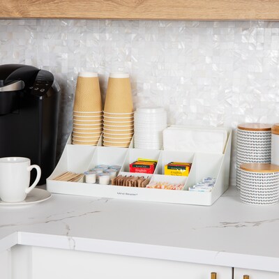 Mind Reader 11 Compartment Plastic Coffee Cup and Condiment Organizer, White (COMORG-WHT)