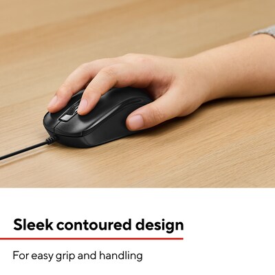 Staples TECH Ambidextrous Optical USB Mouse, Black (ST62598)