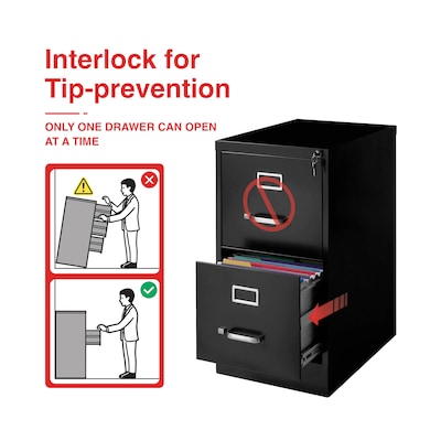 Quill Brand® 2-Drawer Vertical File Cabinet, Locking, Letter, Black, 25D (25157D)