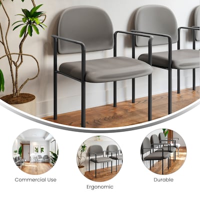 Flash Furniture Tiffany Vinyl Reception Side Stacking Chair, Gray (BT5161GRYVINYL)