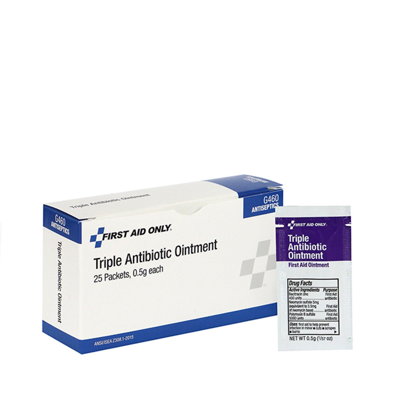 First Aid Only Triple Antibiotic Ointment Packets, 0.03 oz., 25/Box (G460)