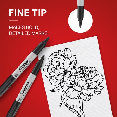 Sharpie Permanent Markers, Fine Point, Black, 36/Pack (1884739)