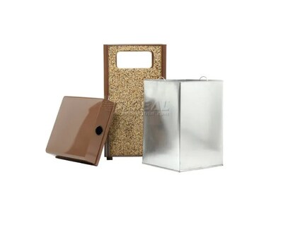 Global Industrial Stone Panel Trash Weather Urn, 12 Gallon Capacity, 13-1/2W x 13-1/2D x 35H, Bro