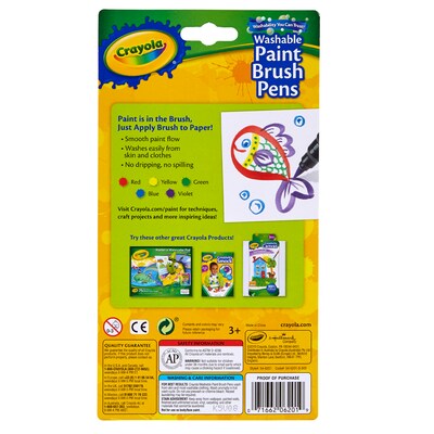 Crayola Washable Paint Brush Pens, Assorted Colors, 5/Pack, 6 Packs/Bundle (BIN546201-6)