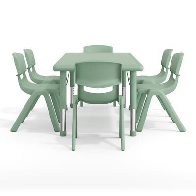 Flash Furniture Emmy Rectangular Activity Table Set, 48" x 24", Height Adjustable, Sage (YCX13RECTTBSGEE)