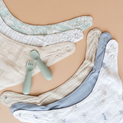 Crane Baby Cove Muslin Bib Set, 3-Piece, Sea Life (BC-160BS-2)