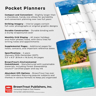 2026-2027 BrownTrout Tropical Islands 3.5" x 6.5" Monthly Planner (9798330705993)