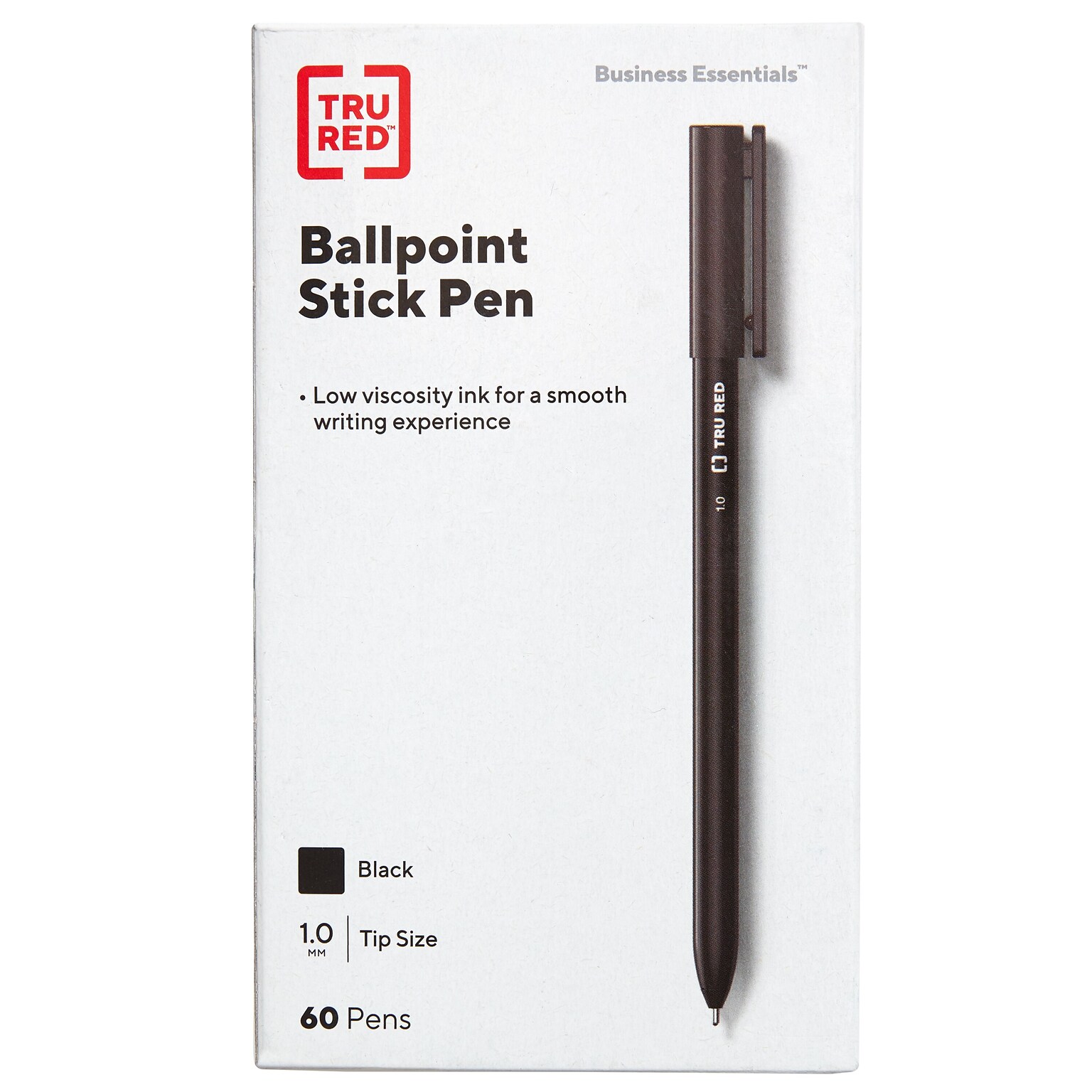 TRU RED™ Ballpoint Pen, Medium Point, 1.0mm, Black, 60/Pack (TR52862)