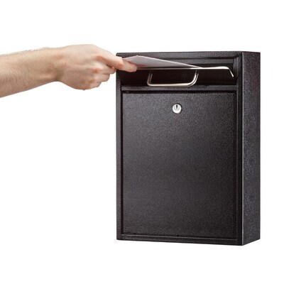 AdirOffice Steel Large Wall Mounted Drop Box Interoffice Mailbox, Key Lock, Black (631-04-BLK-PKG)