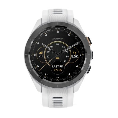 Garmin Approach S70 Golf Smartwatch, GPS, 42mm, Black Ceramic Bezel, White Silicone Band (010-02746-00)