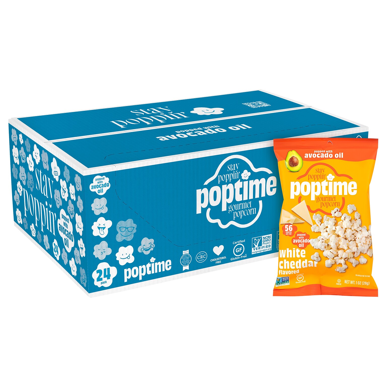 Poptime Avo White Cheddar Popcorn, 1 oz., 24/Pack (220-02885)