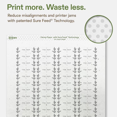 Avery Hemp Rectangle Laser/Inkjet Multipurpose Labels, 1/2" x 1-3/4", Off-White (480/Pack)