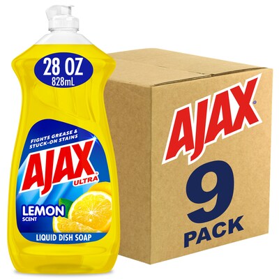 Ajax Liquid Dish Soap Lemon, 28 oz., 9/Carton (144673CT)
