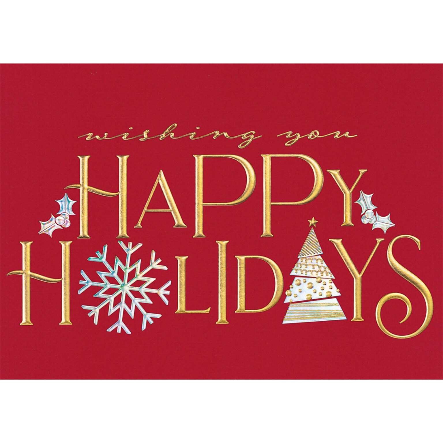 Holiday Spirit Happy Holidays Greeting Cards; Stock Verse Included; Boxed Set of 25 Cards and Envelopes