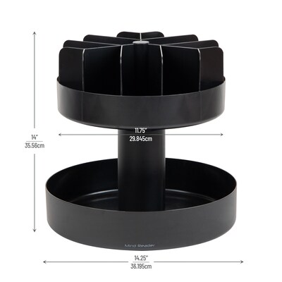 Mind Reader Plastic 2-Tier Snack Tray Carousel Countertop Organizer, Black (SNACKCAR-BLK)